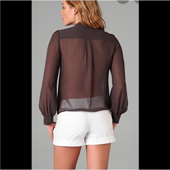 ✨HostPick✨⬇️💲ALICE + OLIVIA Slate pleated/ tie colar blouse - Picture 3 of 11